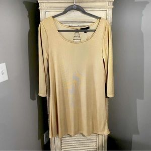 Express Shimmery Gold Mini Dress with Button Back Closure Medium